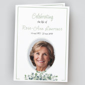 Elegante, einfache Eukalyptus-grüne Beerdigung gef Programm