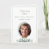 Elegante, einfache Eukalyptus-grüne Beerdigung gef Programm (Vorderseite)