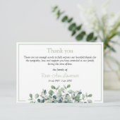 Elegante, einfache Eukalyptus-grüne Beileid Beerdi Dankeskarte (Stehend Vorderseite)