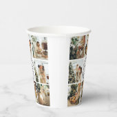 Elegante einfache Familienfoto Collage & Monogram Pappbecher (Rechts)