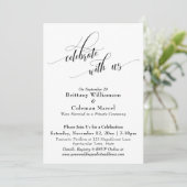 Elegante einfache Feier mit uns Schwarz und Weiß Einladung (Stehend Vorderseite)