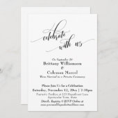 Elegante einfache Feier mit uns Schwarz und Weiß Einladung (Vorne/Hinten)