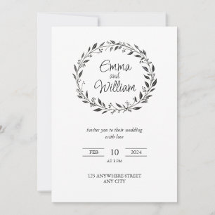 Elegante einfache florale Hochzeit Einladung