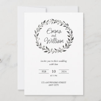 Elegante einfache florale Hochzeit Einladung