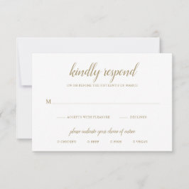 Elegante einfache formale Script-GoldWedding RSVP Karte