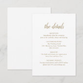 Elegante einfache formale Skriptdetails Gold-Hochz Begleitkarte (Vorne/Hinten)