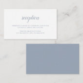 Elegante einfache formelle Empfang Dusty Blue Wedd Begleitkarte (Vorne/Hinten)