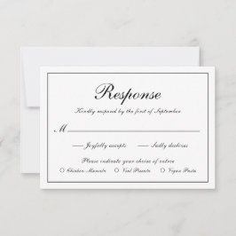 Elegante einfache formelle Schwarz-Weiß-Hochzeit RSVP Karte
