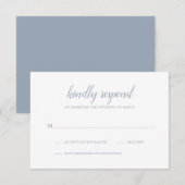 Elegante einfache formelle Skripte Dusty Blue Wedd RSVP Karte (Vorne/Hinten)