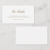 Elegante einfache formelle Skriptwebsite Gold Wedd Begleitkarte (Vorne/Hinten)