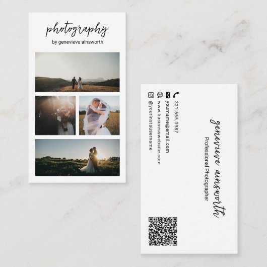Elegante einfache Fotosammlung Moderne Fotografie Visitenkarte (Vorne/Hinten)