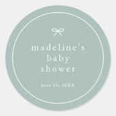 Elegante, einfache Gender Neutral Baby Dusche Runder Aufkleber (Vorderseite)
