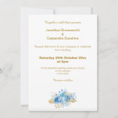 ELEGANTE EINFACHE GOLD BLUE FLORAL GOLD WEDD EINLADUNG (Vorderseite)