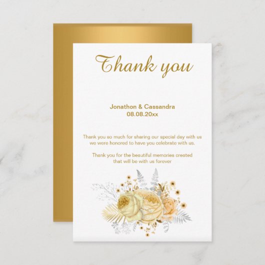 ELEGANTE EINFACHE GOLD FLORAL GOLD REVERSE DANK EINLADUNG (Vorne/Hinten)