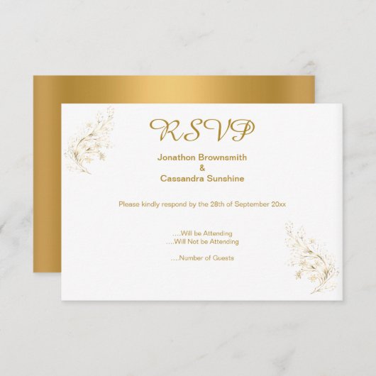 ELEGANTE EINFACHE GOLD LEAF GOLD REVERSE UAWG EINLADUNG (Vorne/Hinten)