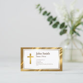 Elegante einfache Gold Pastor Priest Business Card Visitenkarte (Stehend Vorderseite)