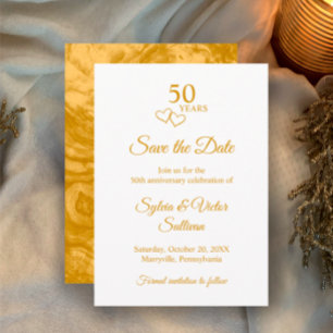 Elegante einfache goldene 50. Hochzeitsjubiläumsfe Save The Date