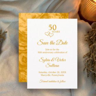 Elegante einfache goldene 50. Hochzeitsjubiläumsfe Save The Date