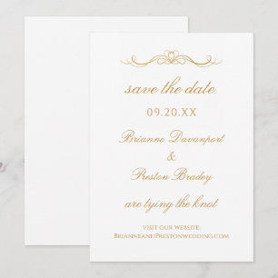 Elegante einfache goldene und weiße Schrift Hochze Save The Date