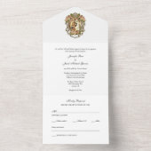 Elegante einfache goldkatholische Blumenhochzeit All In One Einladung (Innen Boden)