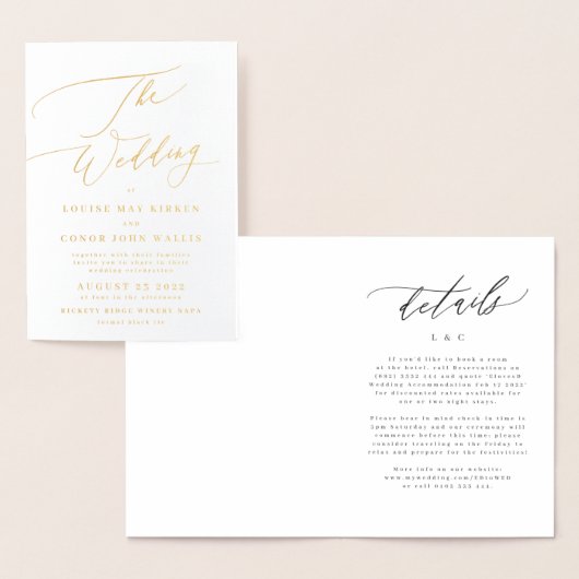 Elegante, einfache Goldmedaille Hochzeit Folienkarte (Anzeige)