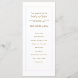 Elegante einfache Goldtypografie und Frame Wedding Programm