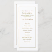 Elegante einfache Goldtypografie und Frame Wedding Programm (Vorne/Hinten)