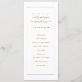 Elegante einfache Goldtypografie und Frame Wedding Programm (Vorderseite)