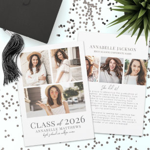 Elegante einfache Graduierten-Fotocollage Abschlus Ankündigung