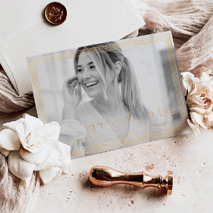 Elegante einfache Graduiertenparty Schwarzer & gol Folieneinladung