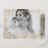 Elegante einfache Graduiertenparty Schwarzer & gol Folieneinladung (Vorderseite)