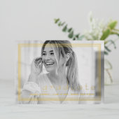 Elegante einfache Graduiertenparty Schwarzer & gol Folieneinladung (Stehend vorne)