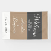 Elegante einfache, graue Beige Script Wedding Will Banner (Horizontal)