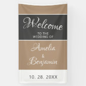 Elegante einfache, graue Beige Script Wedding Will Banner (Vertikal)
