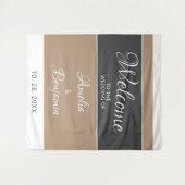 Elegante einfache, graue Beige Script Wedding Will Wandteppich (Vorderseite (Horizontal))