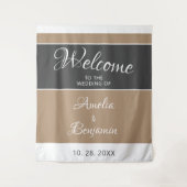 Elegante einfache, graue Beige Script Wedding Will Wandteppich (Vorderseite)