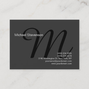 Elegante einfache graue schwarze Monogramm Visiten Visitenkarte