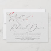 Elegante, einfache graue und rote Blume Probe Aben Einladung (Vorderseite)