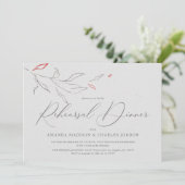 Elegante, einfache graue und rote Blume Probe Aben Einladung (Stehend Vorderseite)