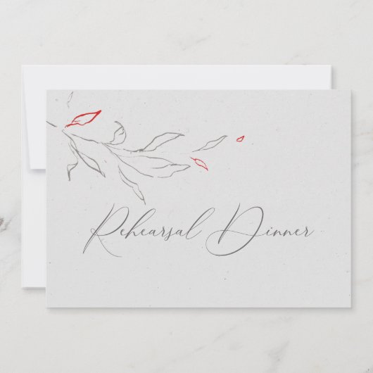 Elegante, einfache graue und rote Blume Probe Aben Einladung (Rückseite)