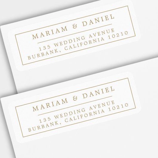 Elegante einfache Grenz-Gold-Hochzeit-Rücksendeadr