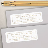 Elegante einfache Grenz-Gold-Hochzeit-Rücksendeadr