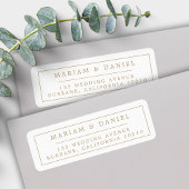 Elegante einfache Grenz-Gold-Hochzeit-Rücksendeadr