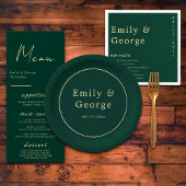 Elegante einfache grüne Gold Klasse Moderne Hochze Pappteller