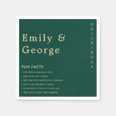 Elegante einfache grüne Gold Moderne Fun Fakten Ho Serviette (Vorderseite)