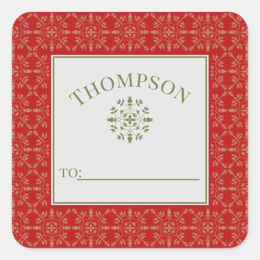 Elegante, einfache grüne Schneeflocke von Quadratischer Aufkleber (Vorderseite)