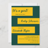 Elegante, einfache grüne und goldene moderne Babyd Einladung (Vorderseite)