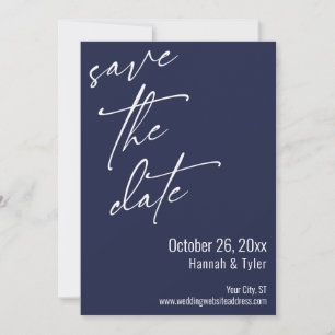 Elegante einfache Handschrift Schrift Navyblau Save The Date