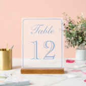 Elegante einfache hellblaue Tischnummer Acrylschild (Hochzeit)