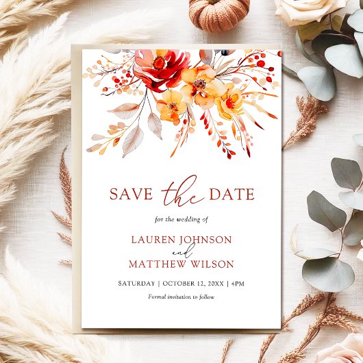 Elegante einfache Hochzeit im Herbst Save The Date